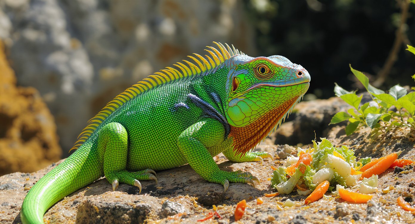 Beautiful view of Iguana Feeding Guudios For Experimentation